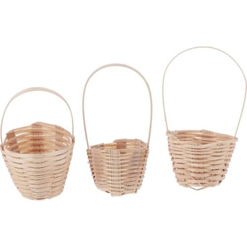 MINI Bamboo Basket Simulation Food Basket Model Toys for Doll House Decoration 1/12 Dollhouse Miniature Accessories