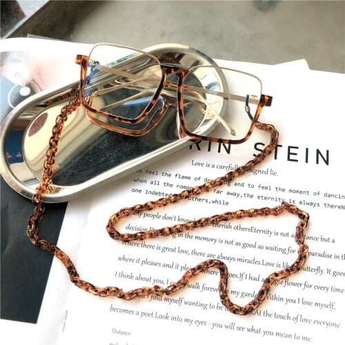 2020 Resin Multi-color Eyeglasses Chain Acrylic Acetate Leopard Chain Simple Retro Non-Slip Lanyard Chain sunglasses accessories