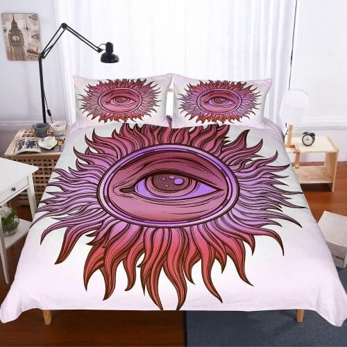 Fashionable Bohemian Style Down Quilt Cover 3D Eye Pattern Bedding 2/3 Pillowcase Deluxe Bed Linen Cover Full Set Queen King