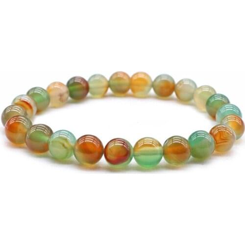 Fashion 6mm 8mm 10mm Bracelet Handmade Peacock Agat Natural Stone Simple Charm Bracelet Bead Rope Bracelet Women Jewelry Gifts