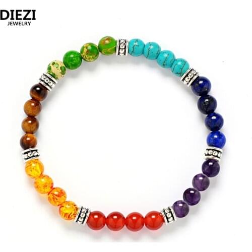 6mm Beads Muti-color Buddha Men Bracelets Lava 7 Chakra Healing Balance Bracelet Women Reiki Prayer Yoga Bracelets & bangles