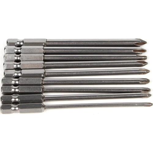 9pcs/Set 100mm 1/4 Inch S2 Alloy Steel Hex Shank Magnetic Cross Screwdriver Bits Electric Screwdrivers Set For Home Use FEN