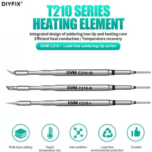 DIYFIX GVM C210 Soldering Iron Tips C210-IS C210-K C210-I For GVM-T210 Solder Station Replacement Welding Nozzle