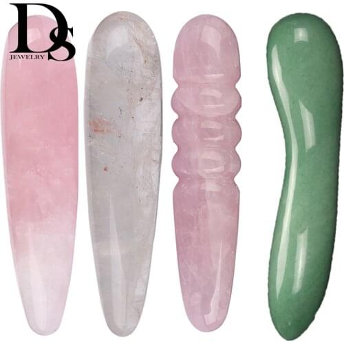 Natural Quartz Crystal Massage Wand Rose Quartz Wand Shiva Lingam Spiral Crystal Wand Women Kegel Exercise Massage Stick
