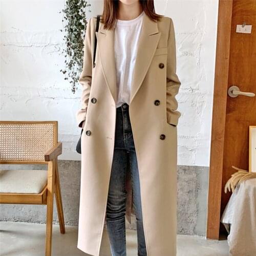Autumn Double breasted Pink Blazer Womens long blazer Coat Blazer Suits Womens Straight Blazer feminino women blazer jacket