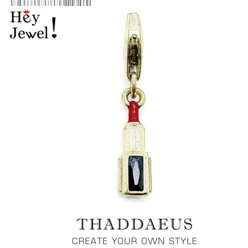 Charm Pendant Red Lipstick,Europe Club Good Jewelry For Women,2020 Summer Gift In 925 Sterling Silver For Kissing Fit Bracelet