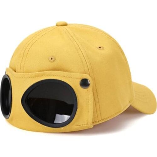 2020 Unisex Pilot Glasses Goggles Baseball Cap Harajuku Hip Hop Sunglasses Outdoor Sunscreen Peaked Hat for Men Women