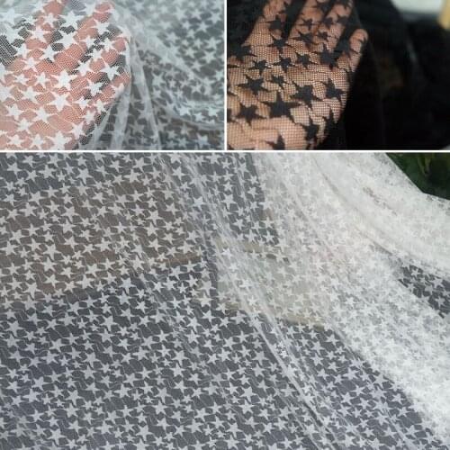 150cm Wide Black White Star Stretch Mesh Tulle Fabric High Quality Bridal Dress Wedding Veil dress Decoration Clothing Fabric