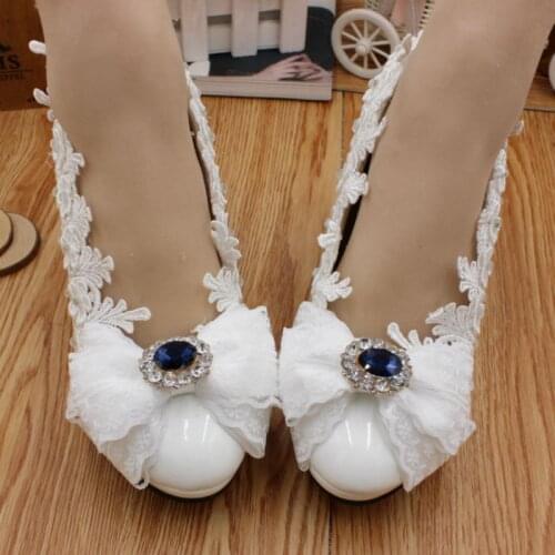Super high heel 8cm/11CM ivory lace wedding shoes for bride crystal butterfly-knot laces shoes woman platforms bridal shoe HS055