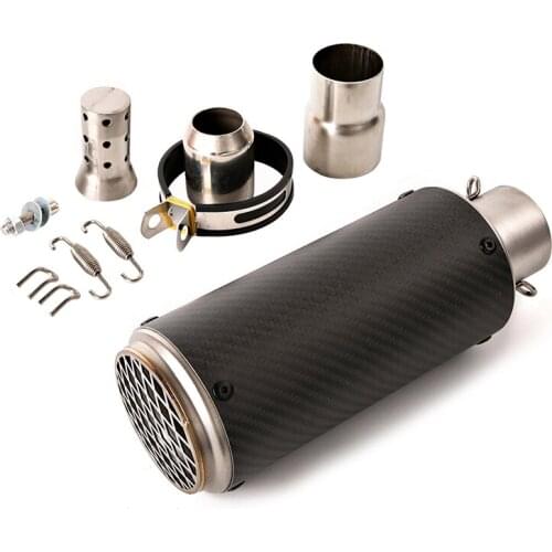 Carbon Fiber 60.5 mm Motorcycle Exhaust Muffler Pipe with Removable DB Killer Wire-netting Dirt Bike ATV Universal Tail Escape
