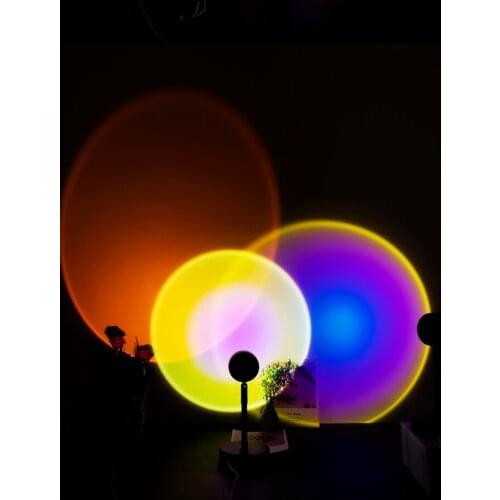 USB Rainbow Sunset Red Projector Led Night Light Sun Projection Desk Lamp for Bedroom Bar Coffee Store Wall Decoration Lighting