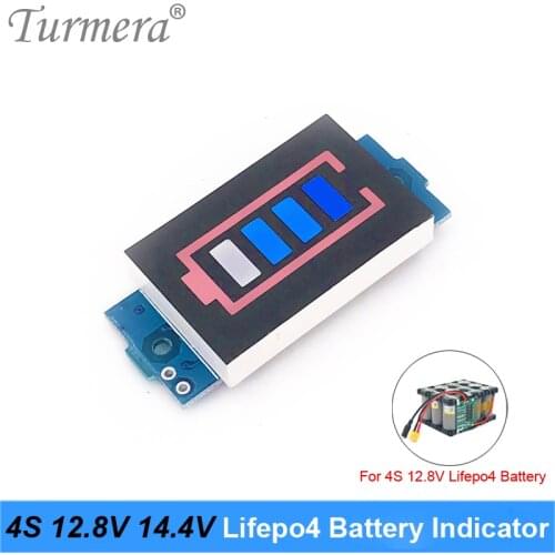 Turmera 4S 12.8V 14.4V 32650 32700 Lifepo4 Battery Pack Capacity Indicator Module Display Electric Vehicle Battery Power Tester