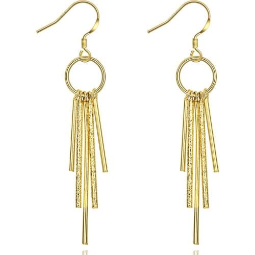 New 925 Sterling Silver Earrings 18K Gold Flowing Comb Line Earrings For Women Fashion Jewelry Wedding Gifts