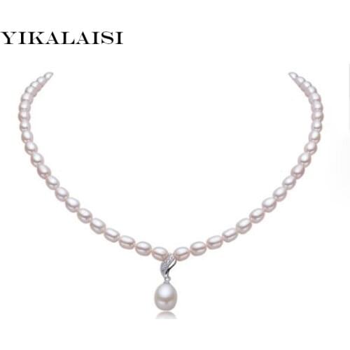 YIKALAISI 925 sterling silver jewelry 100% natural freshwater pearl necklace 6-7mm pearl for women best gifts