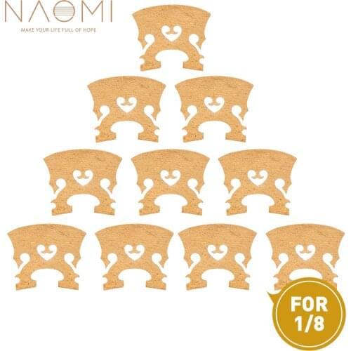 NAOMI 10pcs/1set Select Natural Dry Maple Wood Violin Bridge Bass Style Violin Accessories For 1/8 Violin