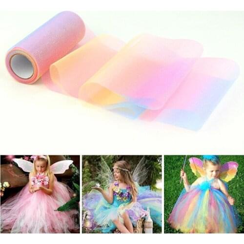10 Yards 15cm Rainbow Tulle Roll Spool Yarn DIY Tutu Skirt Table Skirt Netting Craft Fabric Wedding Decoration Party Supplies