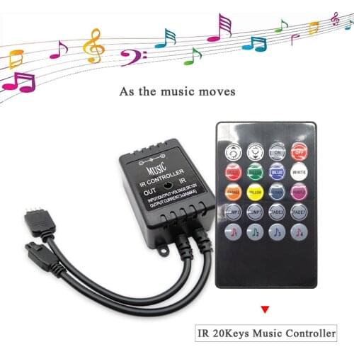 20 Keys Music Voice Sensor Controller Sound IR Remote Control Practical Home Party RGB 3528 5050 LED Strip light RGB Controllers