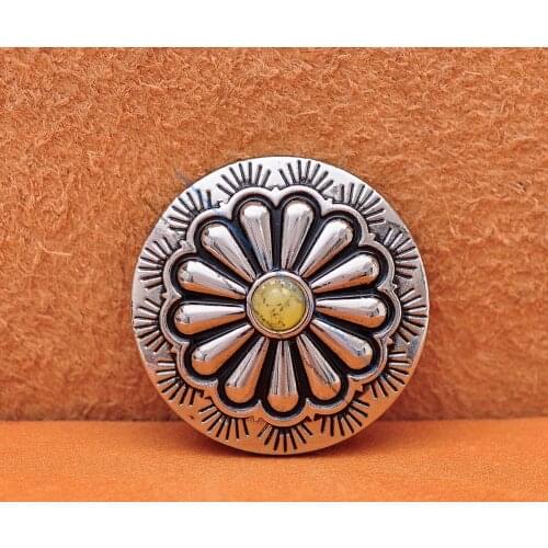 30mm 10pcs BEAUTY SILVER WESTERN FLORAL BEIGE LEATHERCRAFT CONCHO FOR GARMENT HANDCRAFT DECOR