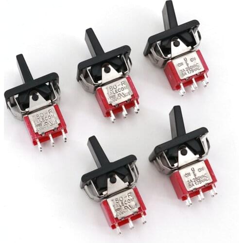 5Pcs SH R8018-P14 6Pin 3Position ON-OFF-ON Maintained(Locking) DPDT Mini Paddle Toggle switch