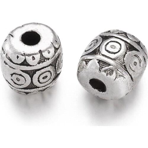 PandaHall 50pc 6x6mm Tibetan Style Color Barrel Alloy Metal for Jewelry Making DIY Lead Free & Nickel Free hole: 2mm