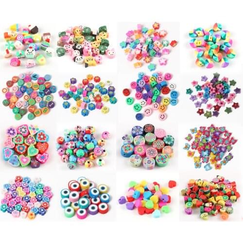 100 50 pcs mixed color Fruit Round Heart Shape Clay Spacer Beads Polymer Clay Beads For Jewelry Making DIY Handmade Accessories
