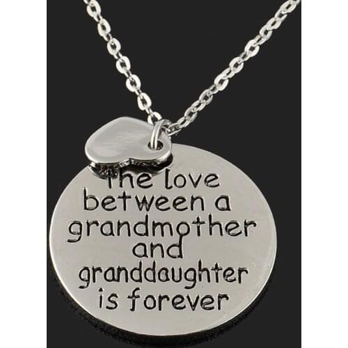 The Love Between A Grandmother and Granddaughter Is Forever Heart Pendant Chain Necklace Chrismas Gift for Grandma Women Charm