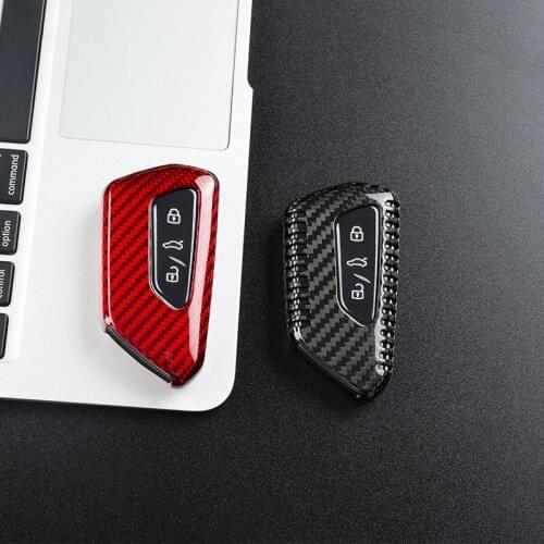 Real Carbon Fiber Car Remote Key Case Cover Holder Fob For VW Golf 8 For Seat Leon MK 4 Tarraco Ateca 2020 For Skoda Octavia