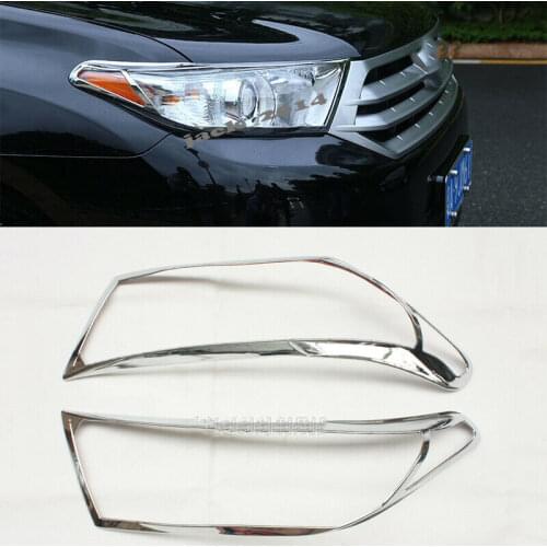 For Toyota Highlander 2011 2012 2013 chrome Hatchback SUV ABS Front headlight Lamp Cover 2PCS