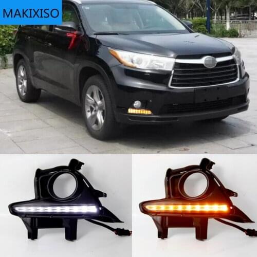 DRL For Toyota Highlander 2014 2015 2016 Daytime Running Lights fog lamp cover headlight 12V Daylight car-styling