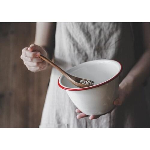 Candy color open porcelain enamel salad bowl large size creative family soup noodle bake food bowl kitchen egg and flour pot