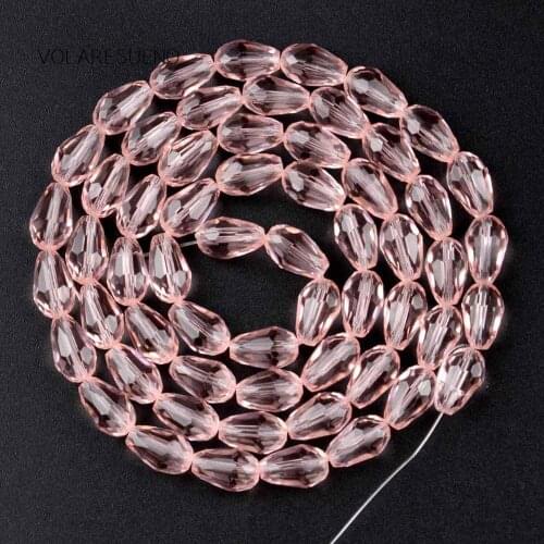 Faceted Teardrop Light Pink Austrian Crystal Loose Beads 15” Pick 8x11mm Spacer Beads For Charm Bracelte Necklace Jewelry Making