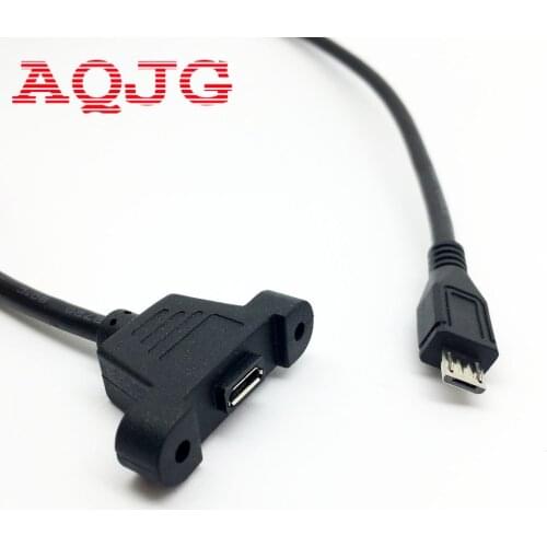 Micro USB USB 2.0 Male Connector to Micro USB 2.0 Female Extension Cable 30cm 50cm With screws Panel Mount Hole