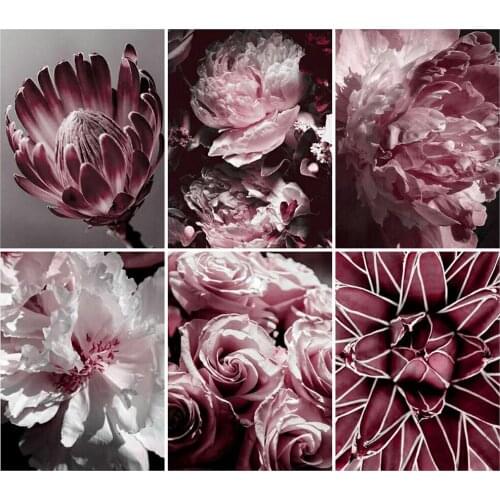 KAMY YI Flowers Red Wine Color Rose Flower Diamond Painting Cross Stitch 5D Diy Full Diamond Embroidered Mosaic Home Decoration