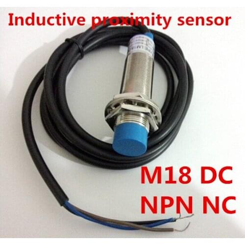 China cylinder non-flush type sensor M18 proximity inductive switch NPN NC normally close DC 3 wire, distance 8mm metal sensor