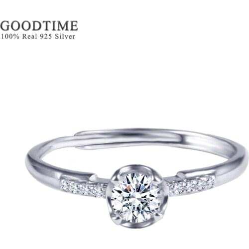 Fashion Women Ring 100% Pure 925 Sterling Silver Engagement Rhinestone Zirconia Rings Jewelry Gift For Girl Bride Wedding Party