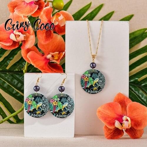 Cring Coco Hawaii Polynesian Jewelry Set Good Quality Samoa Pohnpei Island Acrylic Flower Necklace Sets for Women Kids Wholesale