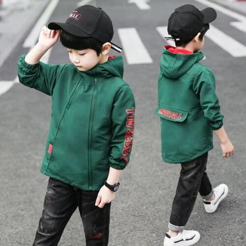 INS hot boys Outdoor Jackets 4-13 year old Childrens clothing Diagonal zipper printed letters spring and autumn jacket hooded