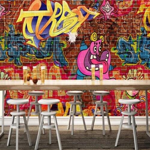 Milofi custom do not 3D brick wall graffiti creative culture large TV background wallpaper mural