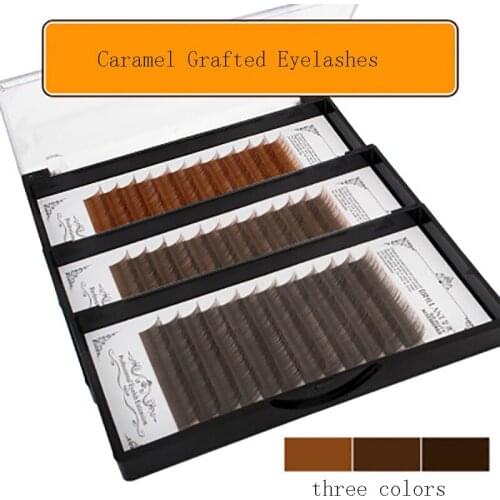 Fashion Caramel Grafted False Eyelashes Natural Thick Soft Single Root Close-packed light brown dark brown black brown eyelashes