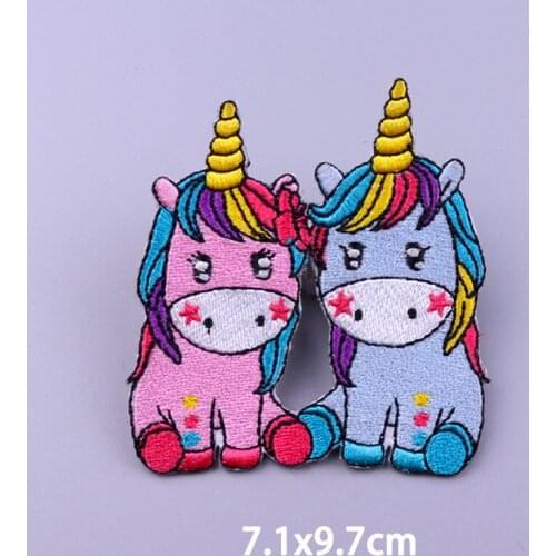 Cartoon Cute Unicorn Stripes Embroideried Patches For Clothing DIY Iron On Patches On Clothes Piano Coffee Cat Dog Sushi Badges