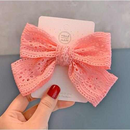 Ncmama Hollow Fabric Bows Kawaii Hair Clips For Girls Kids Cute Baby Barrettes Bowknot Headwear Hair Accessories Korean Fashion