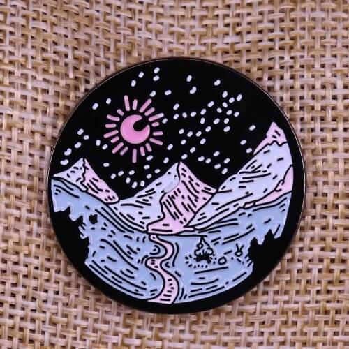 Peaky Blinders Pin gift for men Shelby Company BadgeMountains River of stars flows from the mountain Pin Endless universe concep
