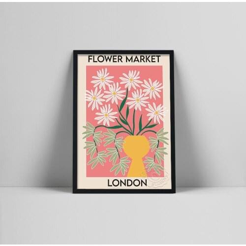 Flower Market Print, Flower Shop Sign, Florist Gift, Flower Shop Decor, London Flower Market Poster, Printable Wall Art Print