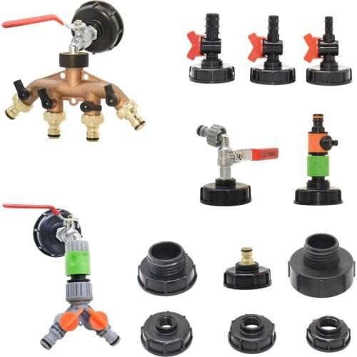 1/2" 3/4" 1" 2" 3" Female Thread IBC Tank Adapter Tonnage Barrel Water Tower Coupler Valve With Tap Connector Water Tank Tools