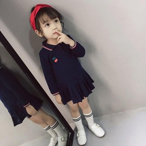 Girl Dress Kids Baby Clothes 2021 Lapel Spring Summer Outdoor Formal Outfits Teenagers Uniform Dresses Cotton Children Clothing