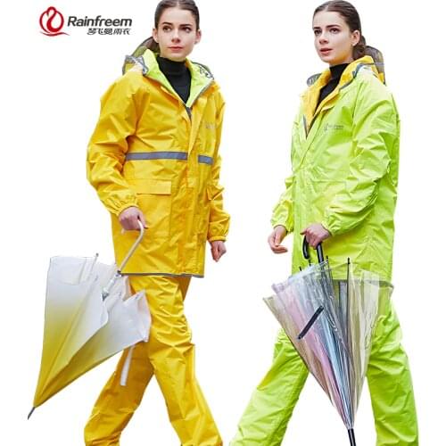 Rainfreem Reversible Impermeable Raincoat Women/Men Rain Jacket Pants Suit Motorcycle Raincoat Waterproof Poncho Rain Gear