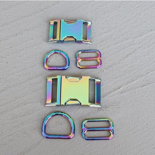 20 Sets 20/25mm Metal Colourful D Ring Belt Straps Slider Side Release Buckle Spring Hook For Dog Leash Harness Accessories