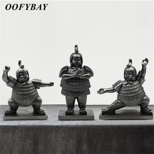 Resin Retro Terracotta Warriors Sculpture Living Room Abstract Figurine Office Desktop Ornaments Home Decoration Furnishings