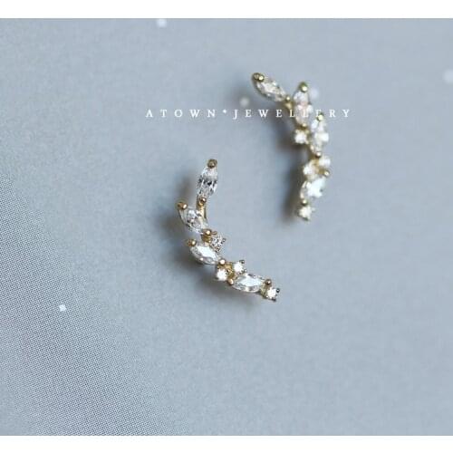 S925 Silver Earrings For Women Set Plated14k Gold Gold Zircon Diamonds Laurel Flower Design Fashion Girlfriend Jewelry INEFFA