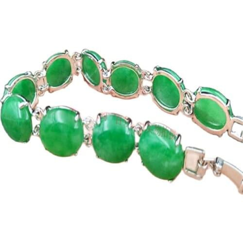 925 Silver Bracelet Green Jade Bracelet Jade Inlaid Green Single Alloy Plating